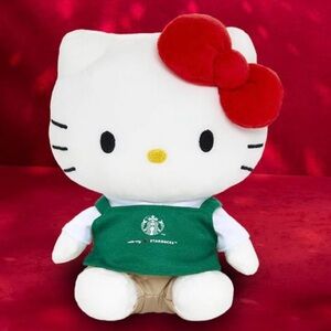 Starbucks Hello Kitty Plush with Red Bow and Green Apron